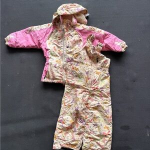 Floral Fantasy Kids puffer snow Set in Pink and Cream